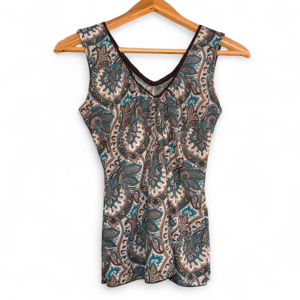 Vtg agenda paisley lace trim tank 2000s